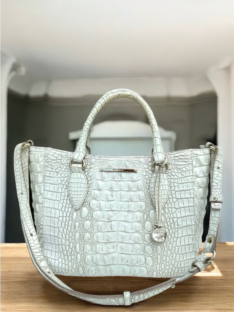 Brahmin Melbourne Shoulder Bag Off White Leather Medium Satchel